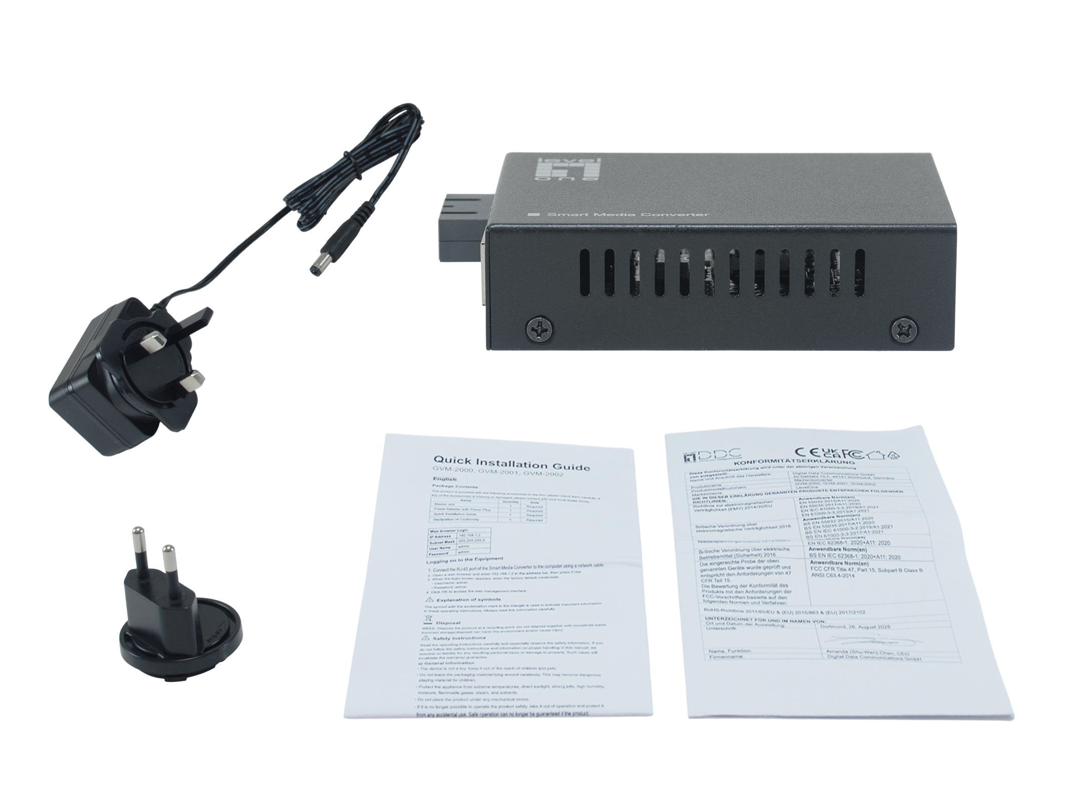 LevelOne Media Konverter RJ45->SC GE MM Smart    850nm  500m Konverter