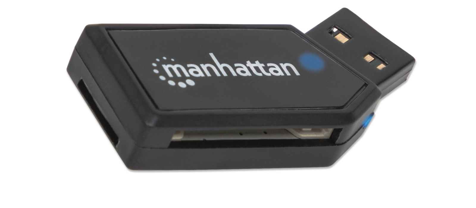 Manhattan USB-A Mini Multi-Card Reader/Writer, 480 Mbps (USB 2.0), 24-in-1, Hi-Speed USB, Windows or Mac, Black, Three Year Warranty, Blister – image 1