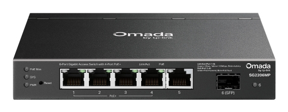 TP-Link Omada SG2206MP 6-Port Gigabit PoE+ Managed Switch 63W