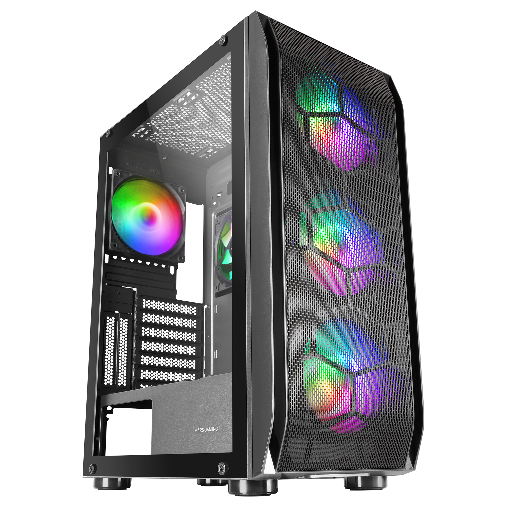 Mars Gaming MC-KX Black Premium E-ATX Gaming Tower FREEZER CPU System 5 Ultra-quiet ARGB Fans ARGB Controller and RF Controller Mesh Front