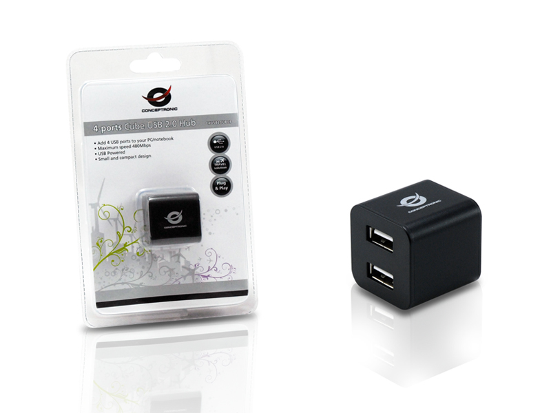 Conceptronic C4USB2CUBEB interface hub 480 Mbit/s Black – image 5