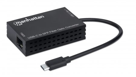 Manhattan USB-C to SFP Fibre Optic Converter, 5 Gbps (USB 3.2 Gen1 aka USB 3.0), Gigabit (1000 Mbps) Ethernet Optical Network Connection, Open SFP Slot, Equival – image 1