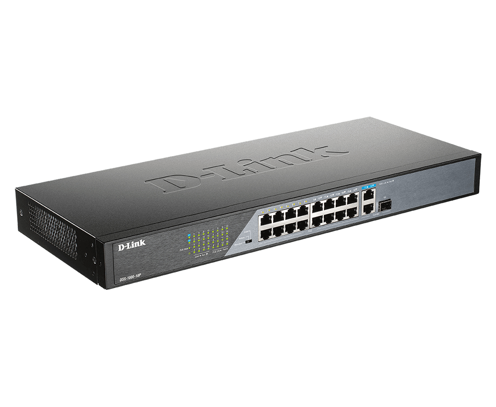 D-Link DSS-100E-18P network switch Unmanaged Fast Ethernet (10/100) Power over Ethernet (PoE) Black – image 2