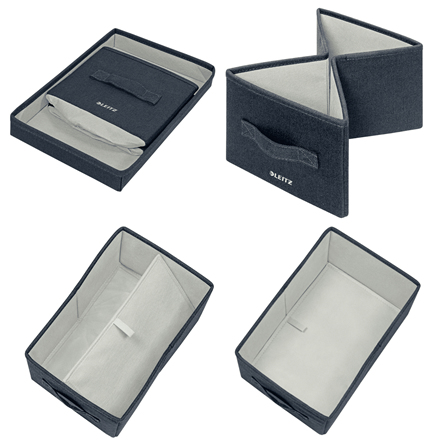 Leitz Aufbewahrungsbox aus Stoff mit Deckel klein Samtgrau 2er-Pack – Foto 5 von 6