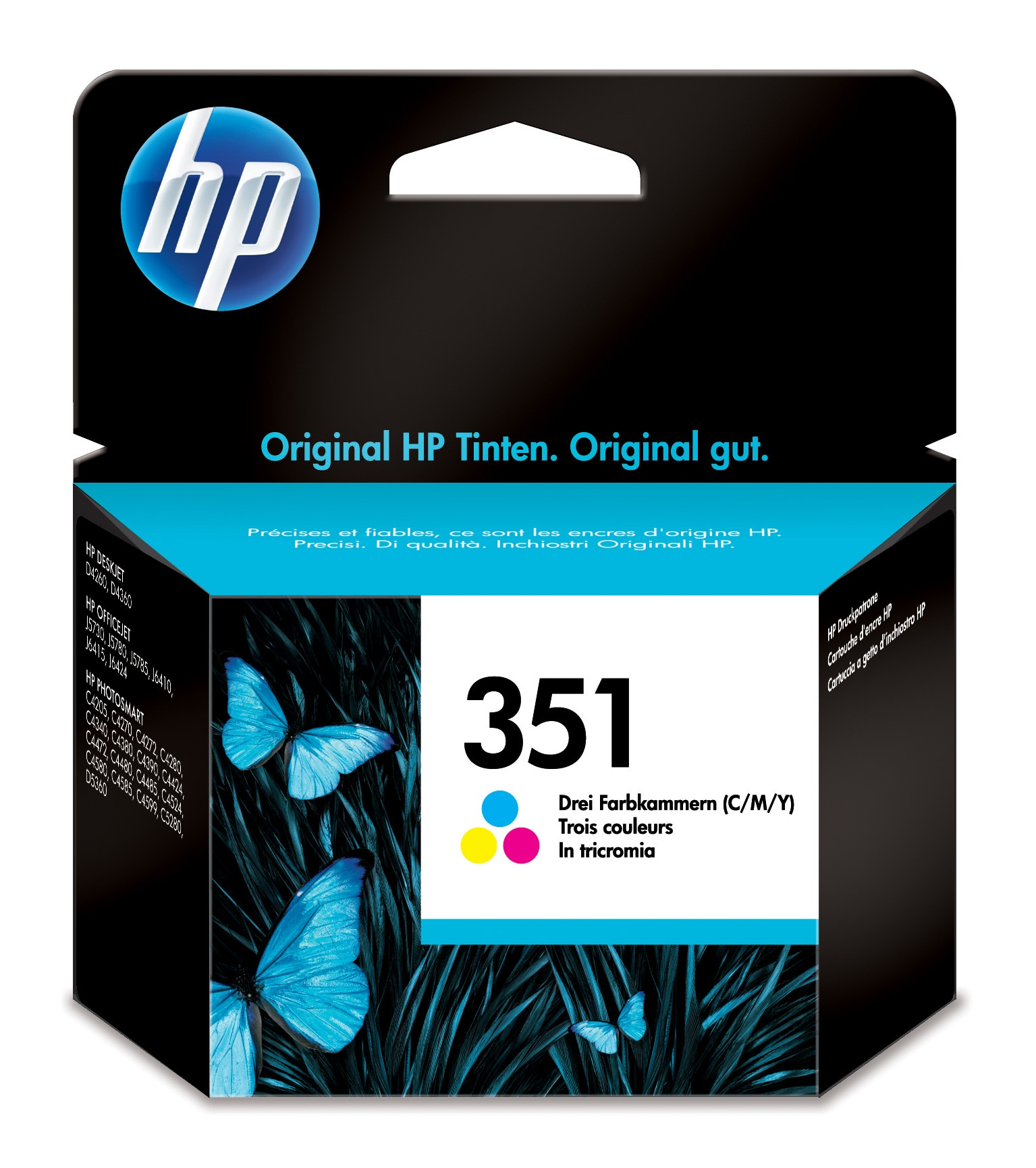 HP Cartouche d'impression jet d'encre HP 351 trois couleurs avec encre Vivera – image 1