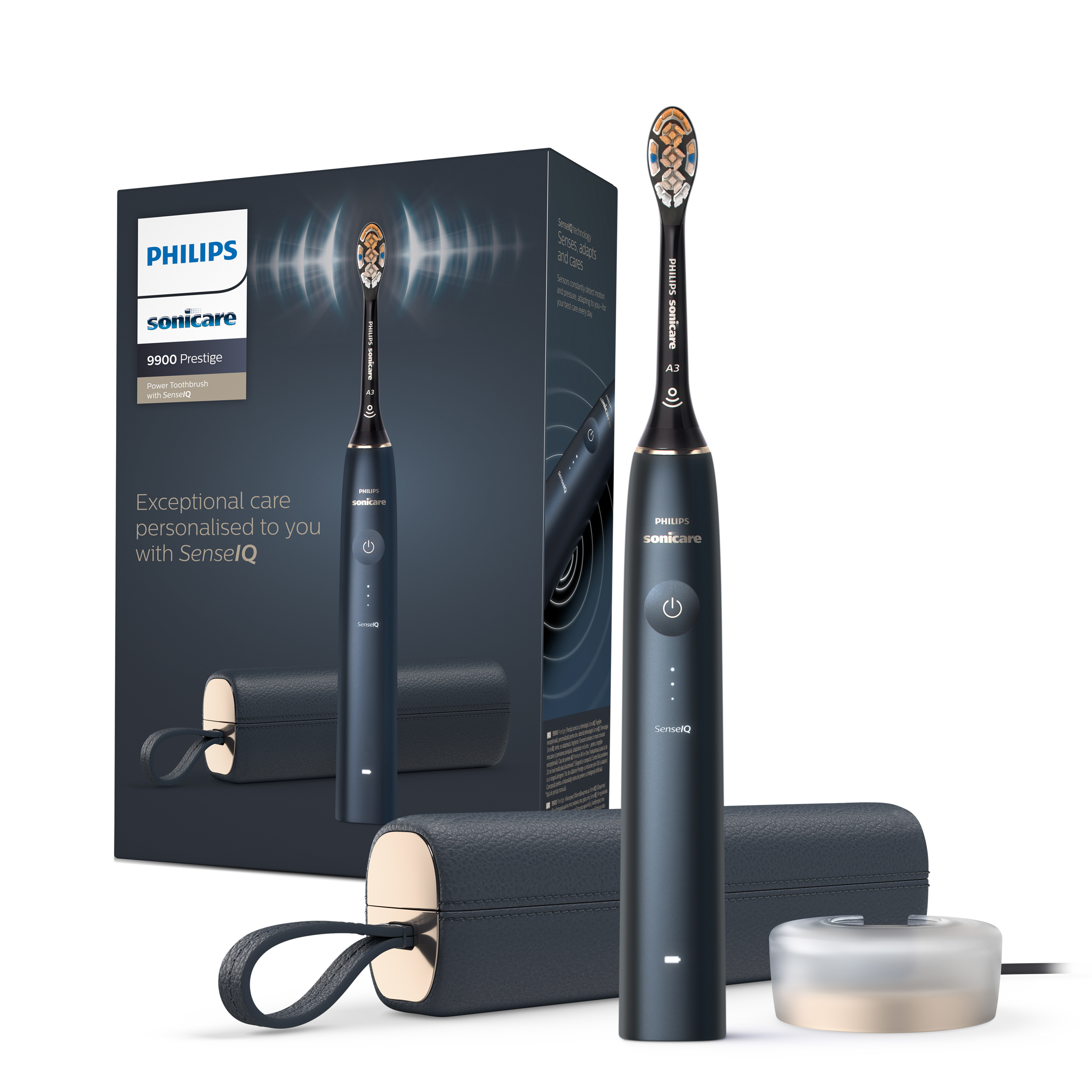 Philips DiamondClean Prestige 9900 Sonicare Spazzolino Elettrico Sonico con SenseIQ e App con custodia da Viaggio colorazione B