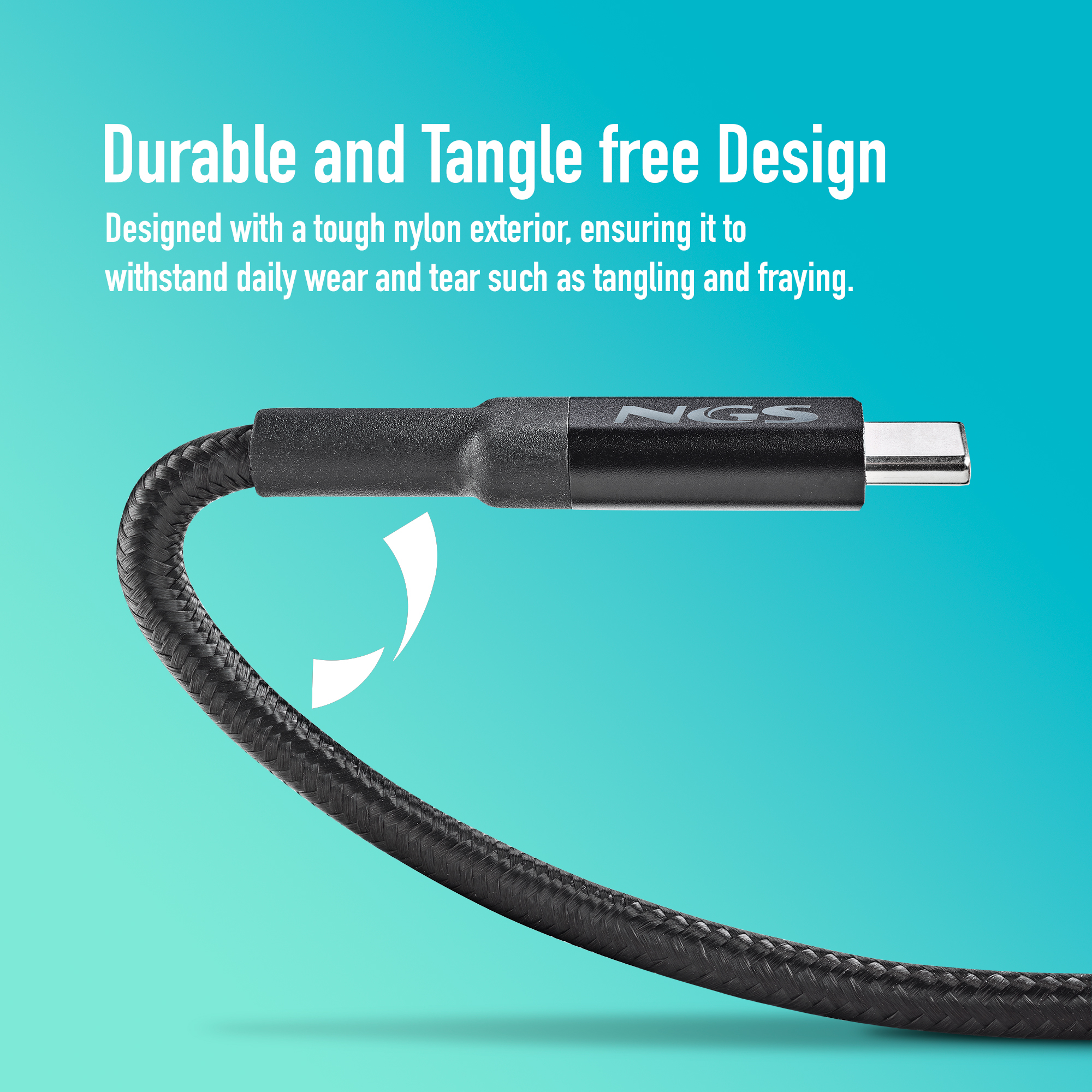 Resim NGS KNOT 240W-2 USB-C - USB-C Kablo, 2m, Siyah