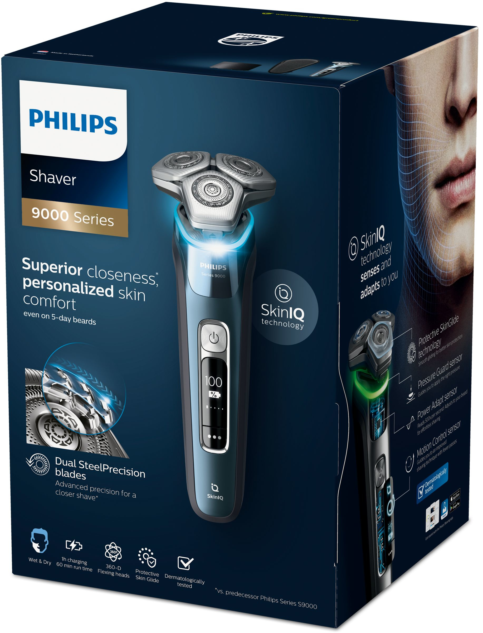 Philips SHAVER Series 9000 S9982/50 men's shaver Rotation shaver Trimmer Blue, Grey – image 2
