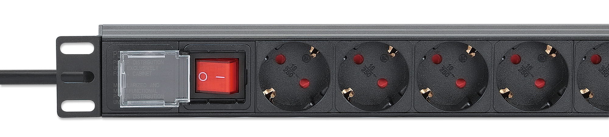 Intellinet 19" 1U Rackmount 8-Output Power Distribution Unit (PDU), EU CEE 7/3 Outlets, Built-in 2m Power Cord with EU CEE 7/7 Plug, 16 A, On/Off Switch, Horizo – image 4