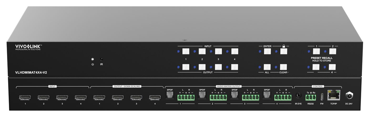 Vivolink HDMI 2.0 4x4, Matrix Fast switcher w/GUI and RS232 control – image 3