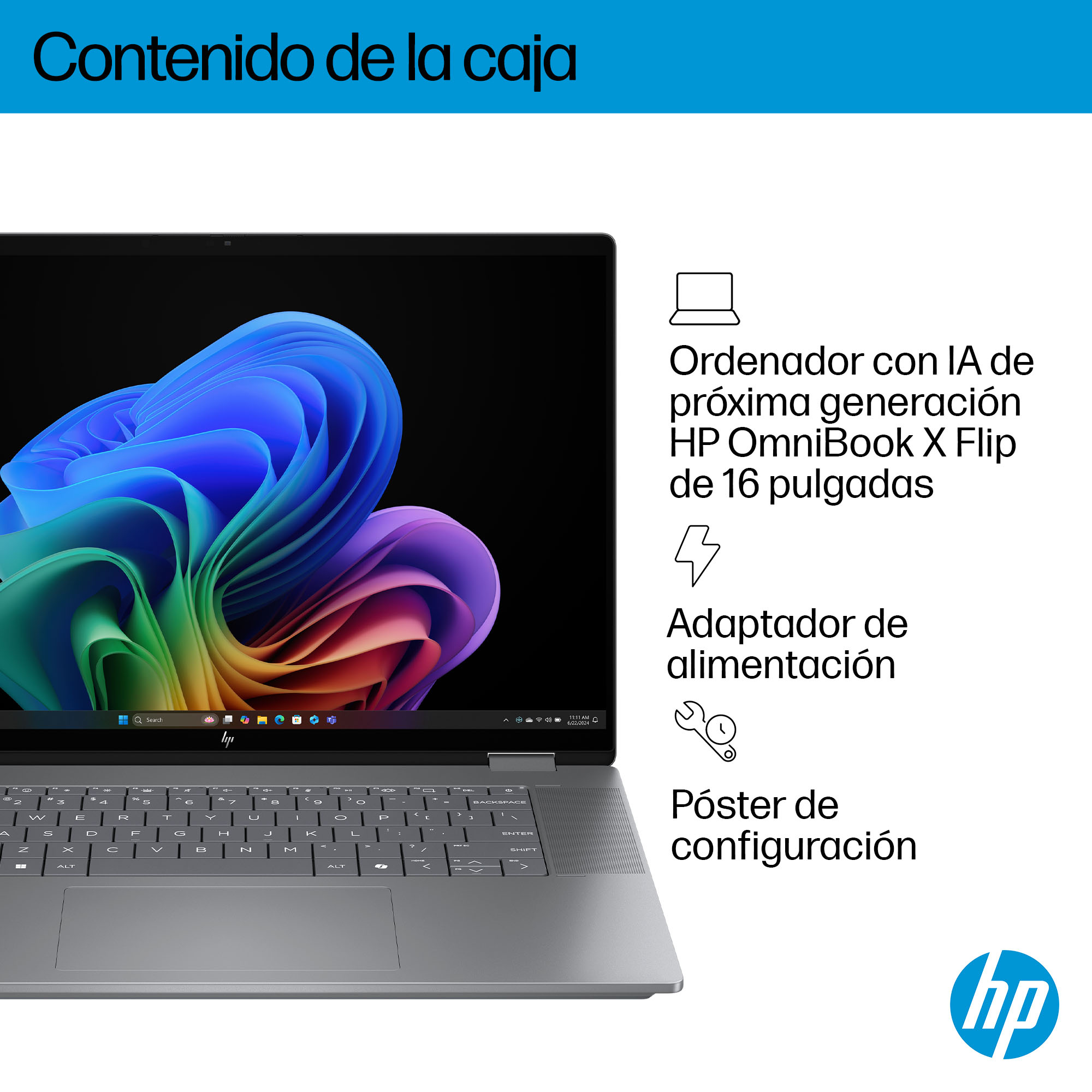 HP - Convertible 2 en 1 HP OmniBook X Flip 16-ar0001ns, Copilot+PC, Ryzen IA 7-350, 16GB, 1TB SSD, 16' OLED, W11. - imagen 9