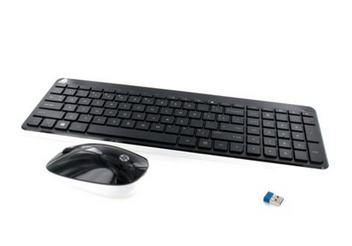 HP 802450-131 keyboard Mouse included Office RF Wireless Portuguese Black, White