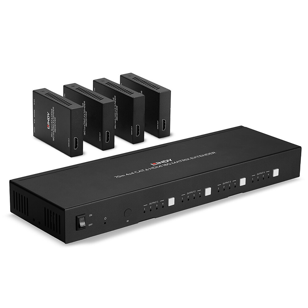 Lindy 70m Cat.6 4x4 HDMI 4K60 Matrix Extender – image 1