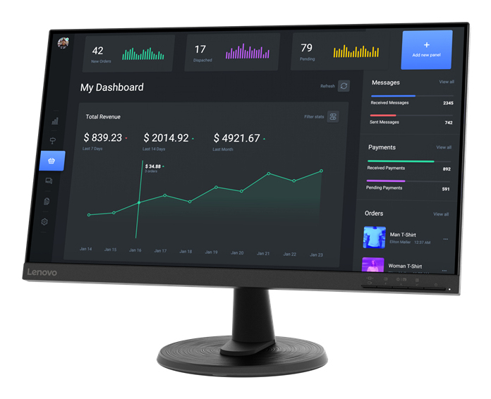Lenovo D24-40 computer monitor 60.5 cm (23.8″) 1920 x 1080 pixels Full HD Black image 2