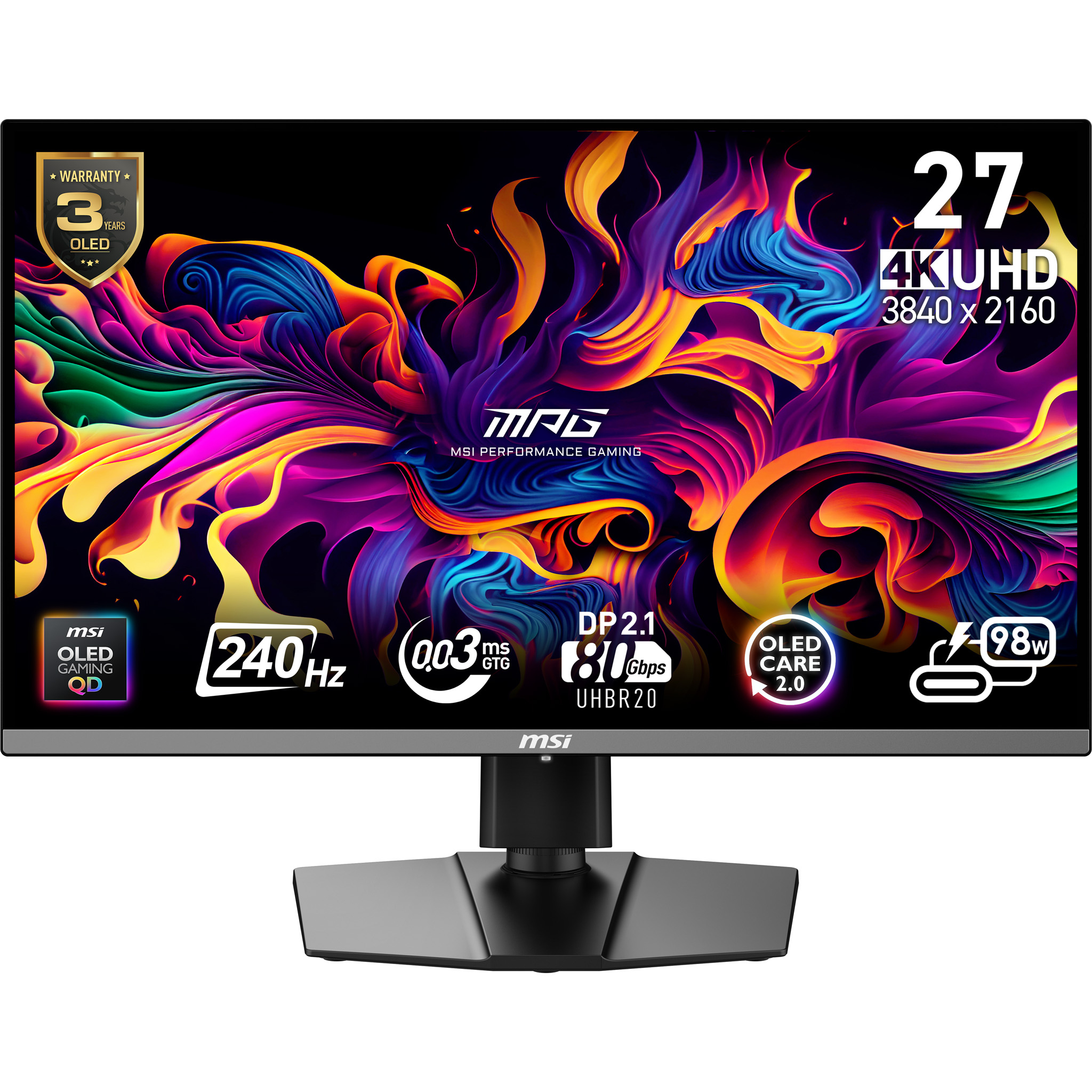 MSI MPG 272URXDE QD-OLED Monitor PC 673 cm (26.5") 3840 x 2160 Pixel 4K Ultra HD Nero