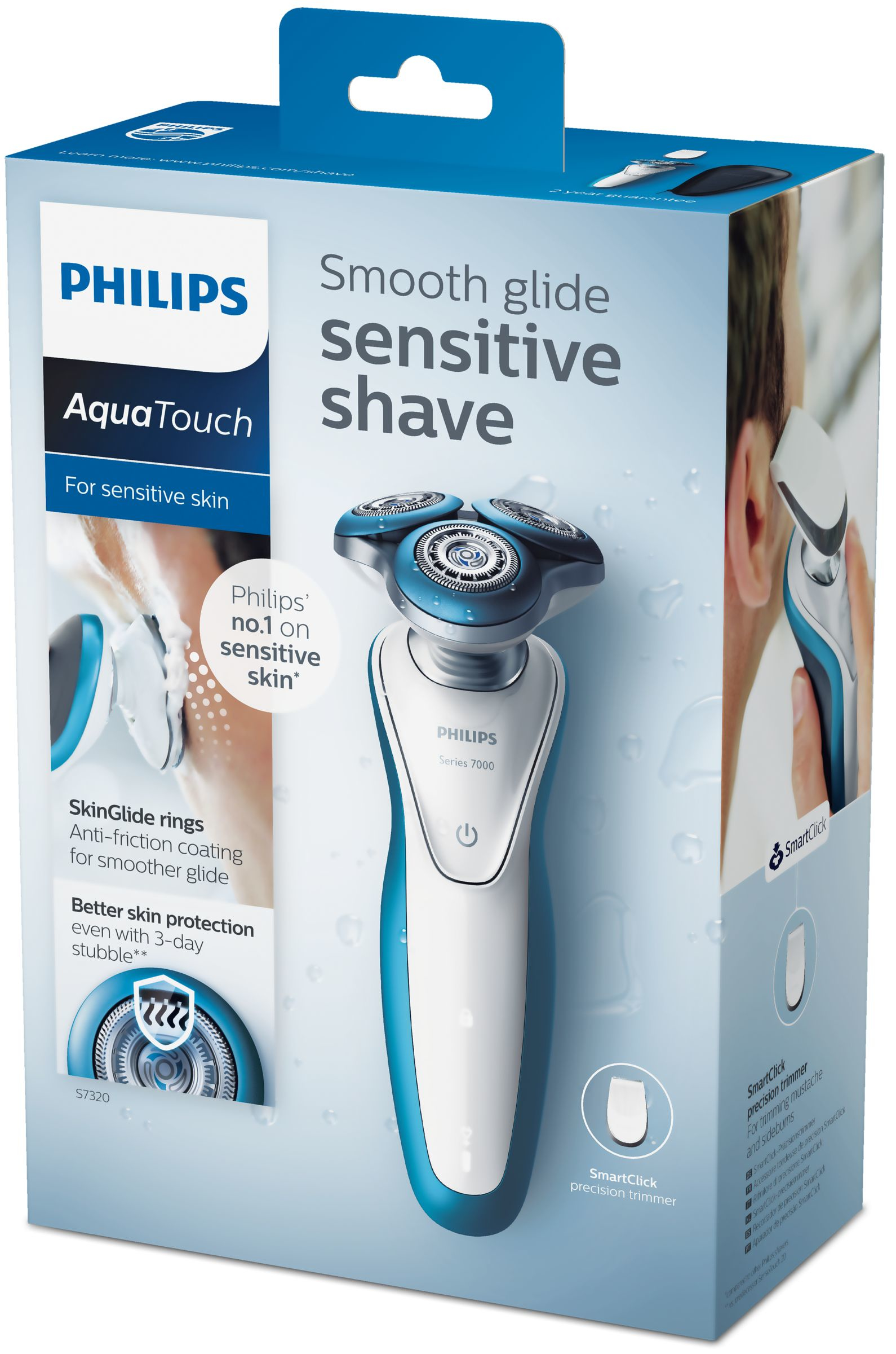 Philips AquaTouch S7320/12 men's shaver Rotation shaver Trimmer Blue, White – image 2