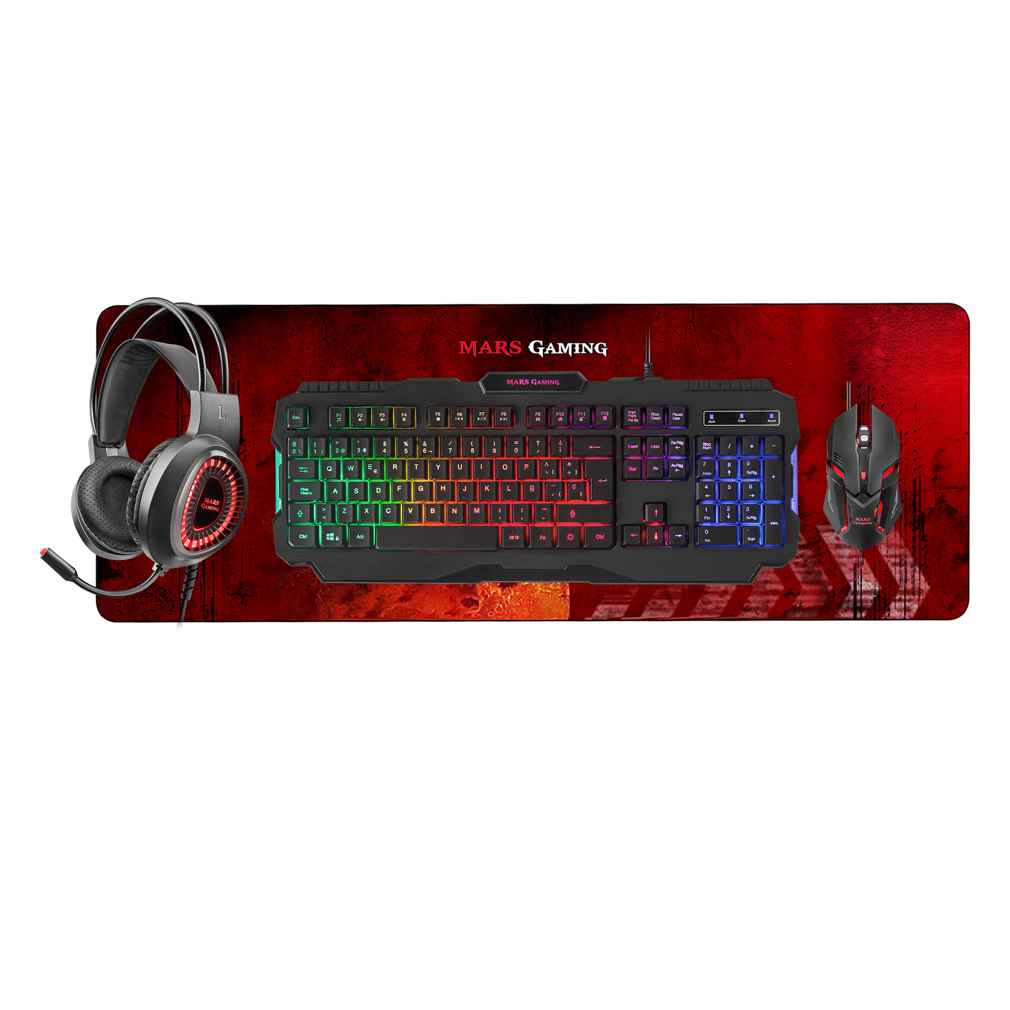 Mars Gaming MCPRGB2PT Combo Gaming Keyboard Mouse XXL Mousepad and Headset Portuguese Language – image 2