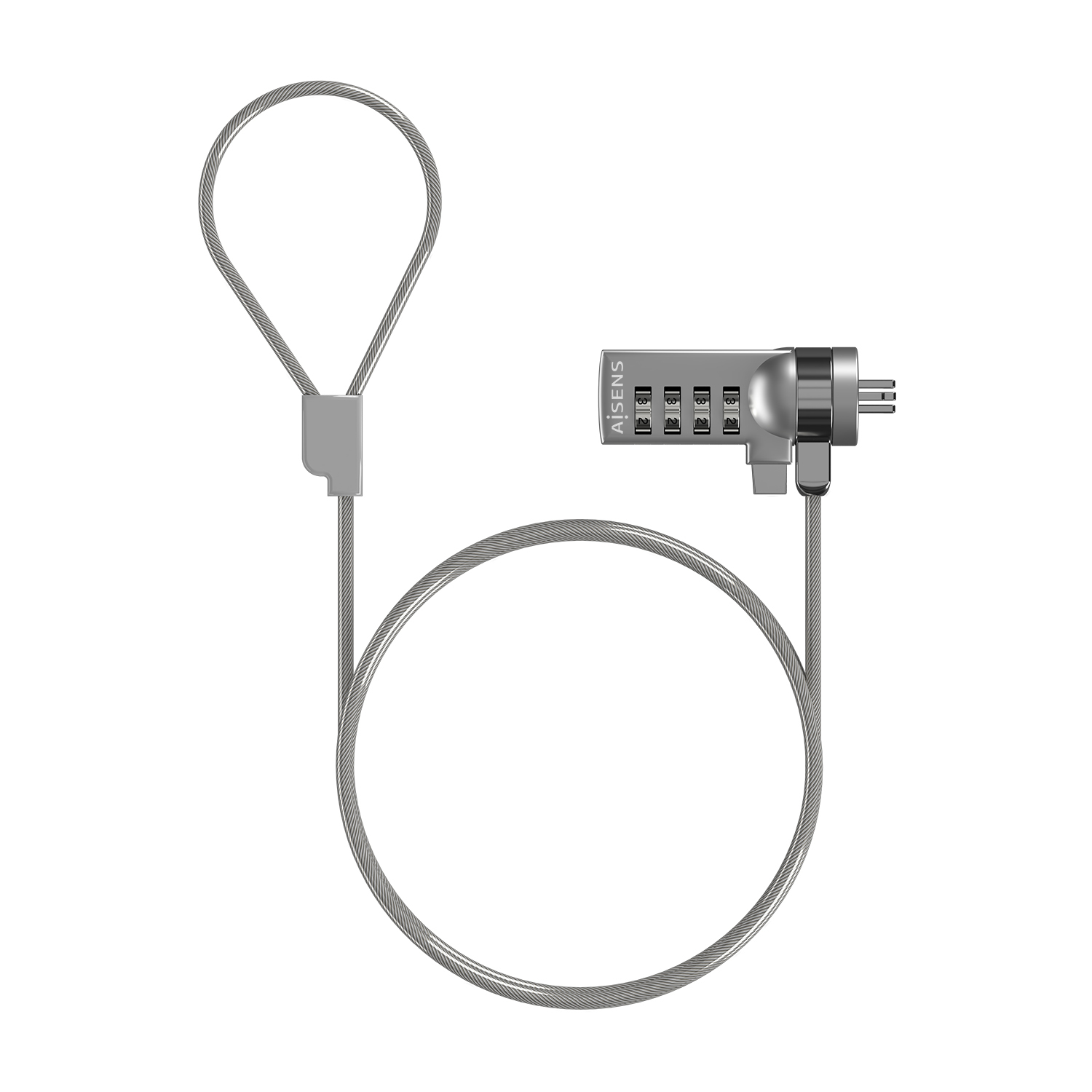 AISENS Cable de Seguridad con Cerradura de Combinacion para Ordenador, Monitor, Portatil 1.5M
