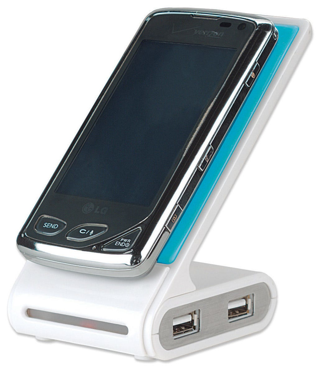 Manhattan Phone Stand with USB 4-Port Hub, 4x USB-A Ports, 480 Mbps (USB 2.0), Bus Power, Non Slip, White/Blue – image 8