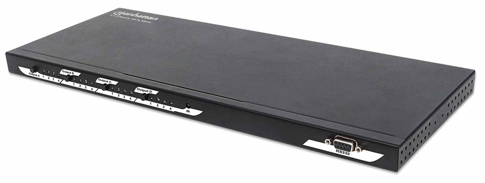 Manhattan 4K 4x4 HDMI Matrix, 4K@30Hz, Switch/Splitter Matrix with Four Inputs and Four Outputs, RS232 Control, Video Bandwidth Amplifier, Remote Control, Boxed
