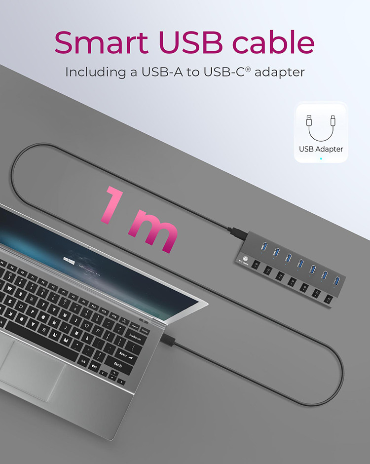 ICY BOX IB-HUB1701-C3 USB 3.2 Gen 1 (3.1 Gen 1) Type-B 5000 Mbit/s Anthracite – image 5