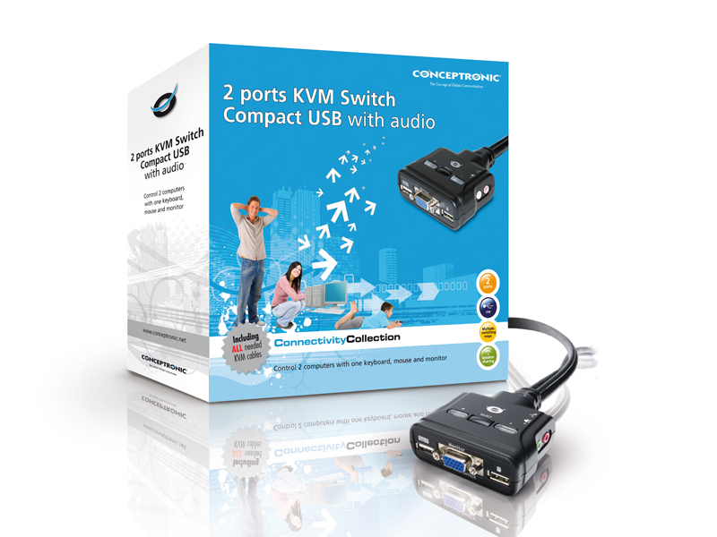 Conceptronic 2-ports USB Pocket KVM Switch + Audio – image 4