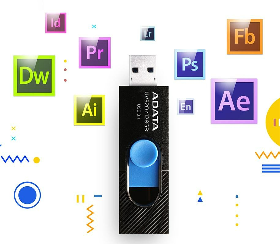 Memoria Usb Adata Uv320 128Gb Usb 3.1 Negro/Azul - AUV320-128G-RBKBL