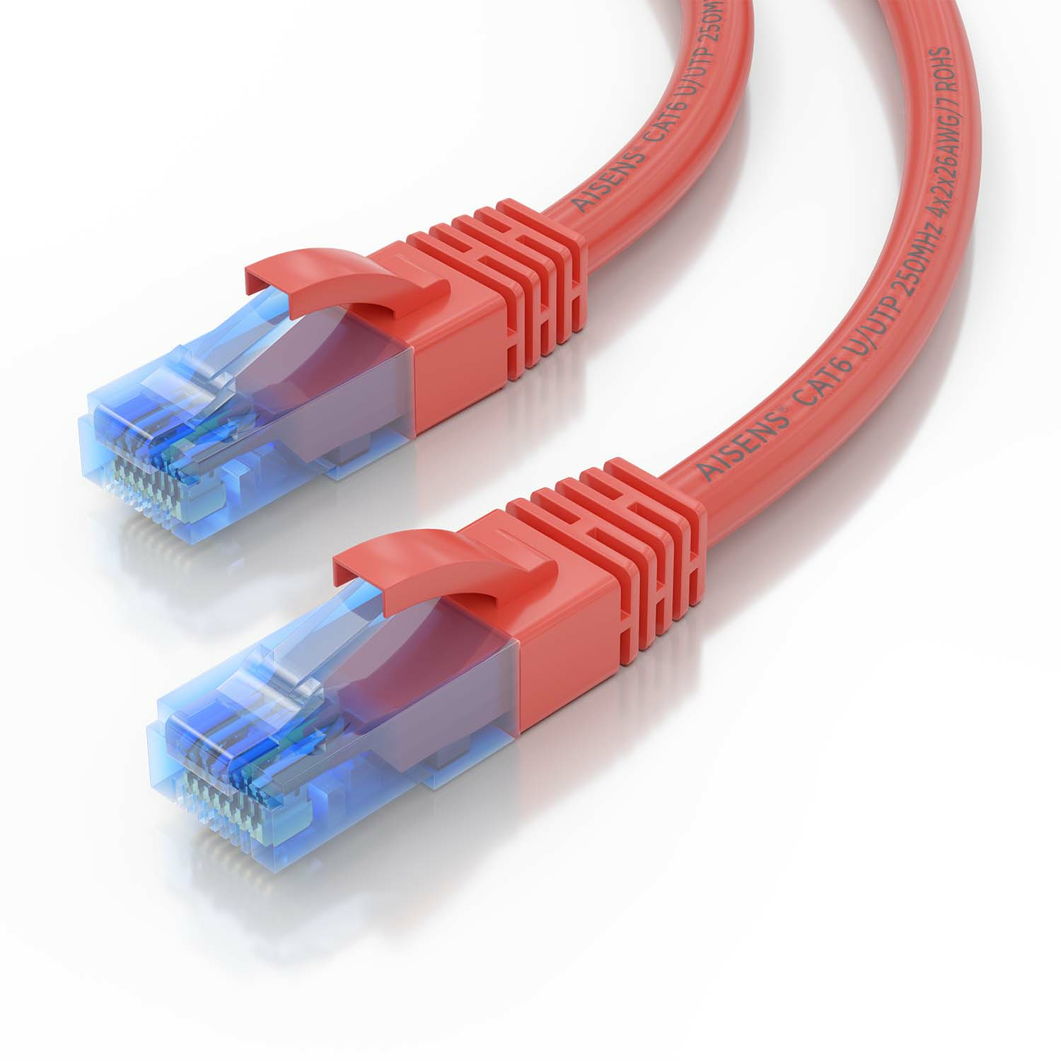 Detalle del AISENS Cable De Red Latiguillo RJ45 Cat.6 UTP AWG26 CCA, Rojo, 1.5 m