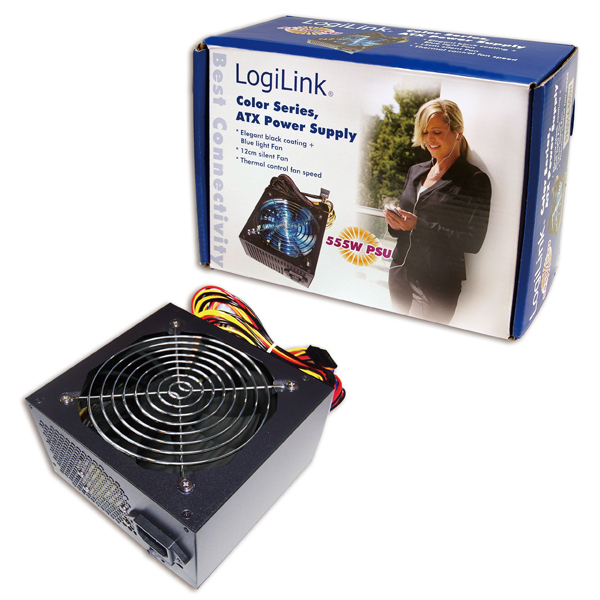 LogiLink PA0014 power supply unit 555, 250 ATX Black, Blue – image 2