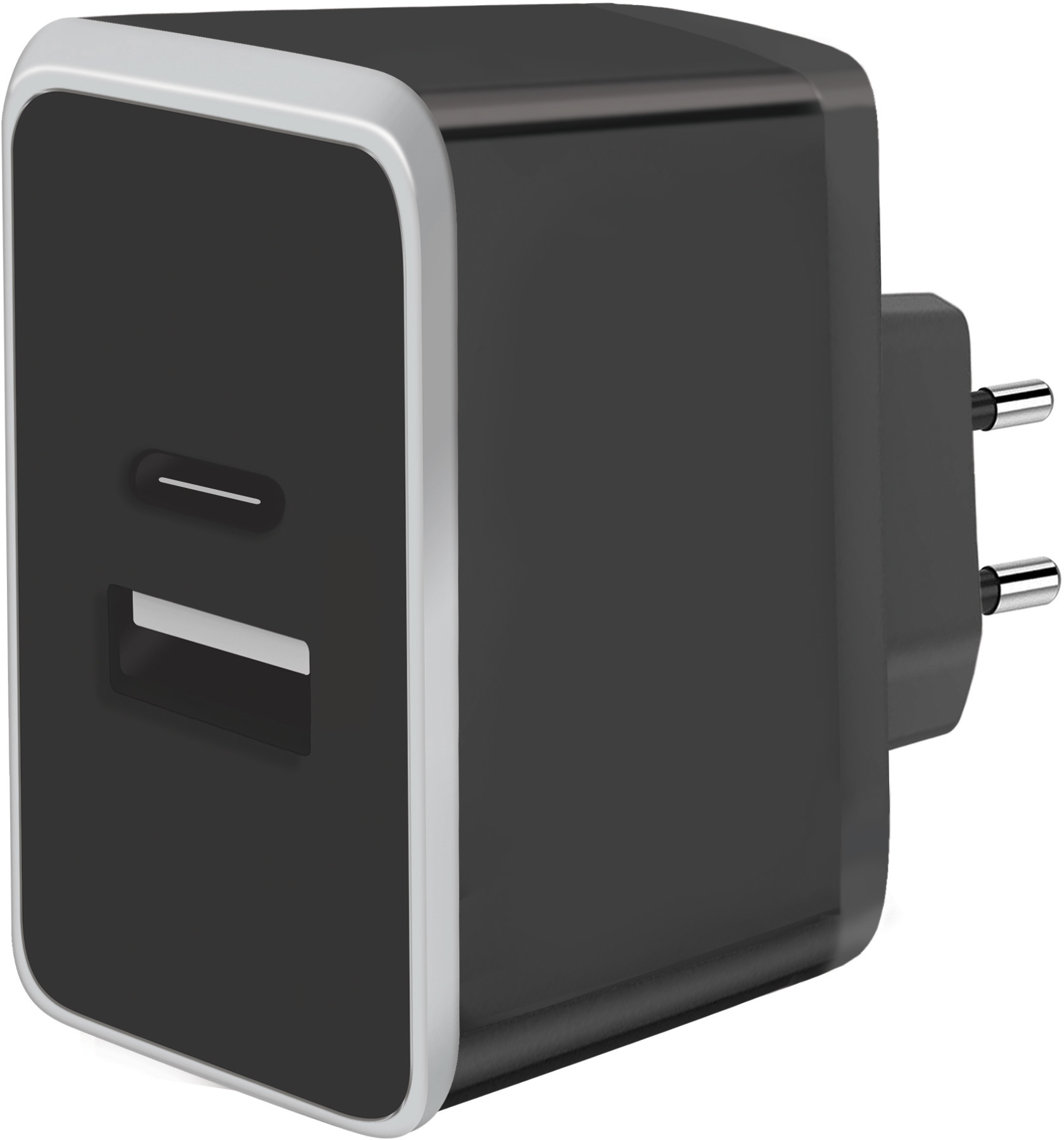 Mobiparts Wall Charger Dual USB-A and USB-C 2.4A Black – image 3