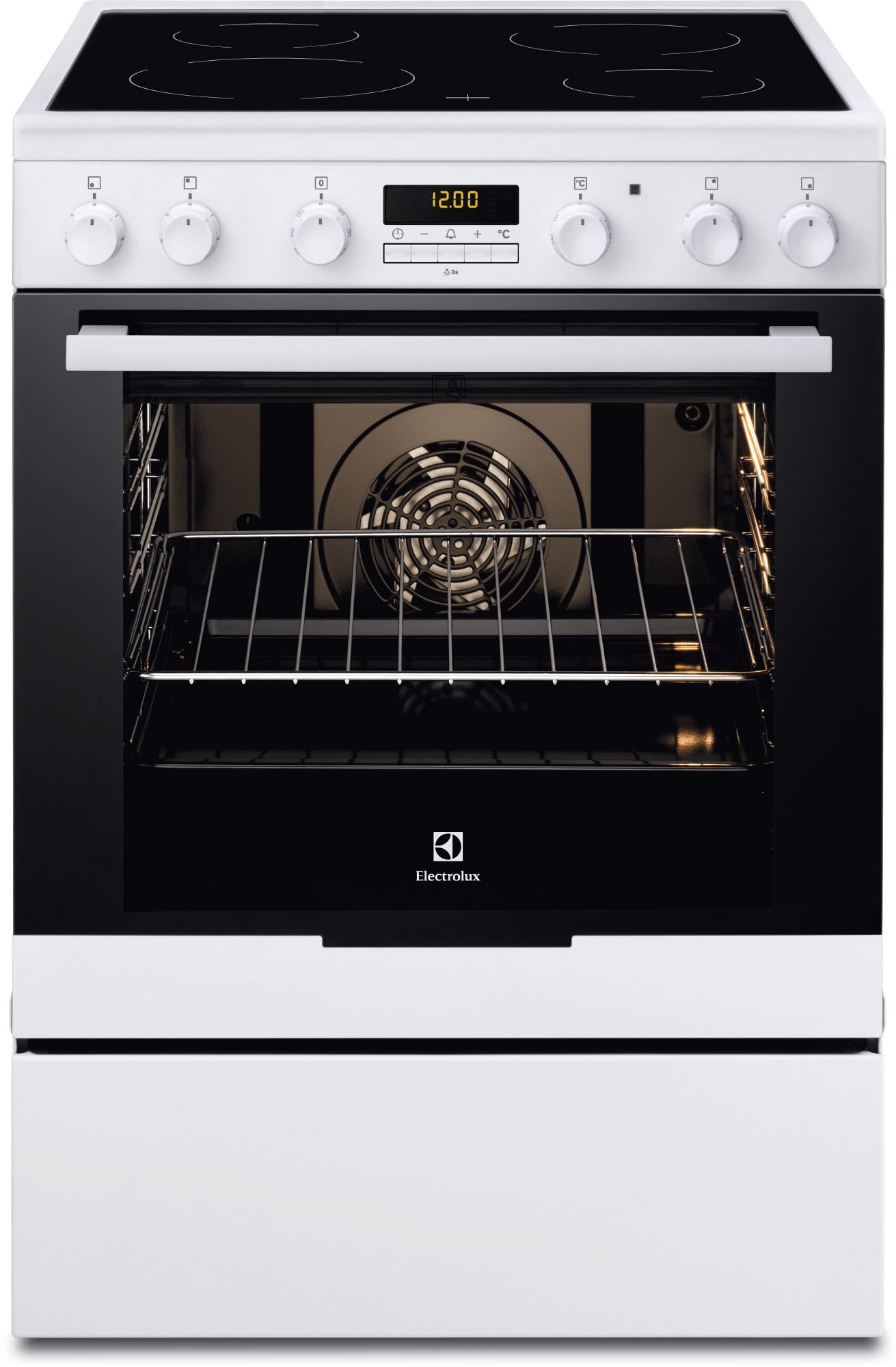 Electrolux EKC6670AOW cooker Freestanding cooker Electric Ceramic hob Black, White