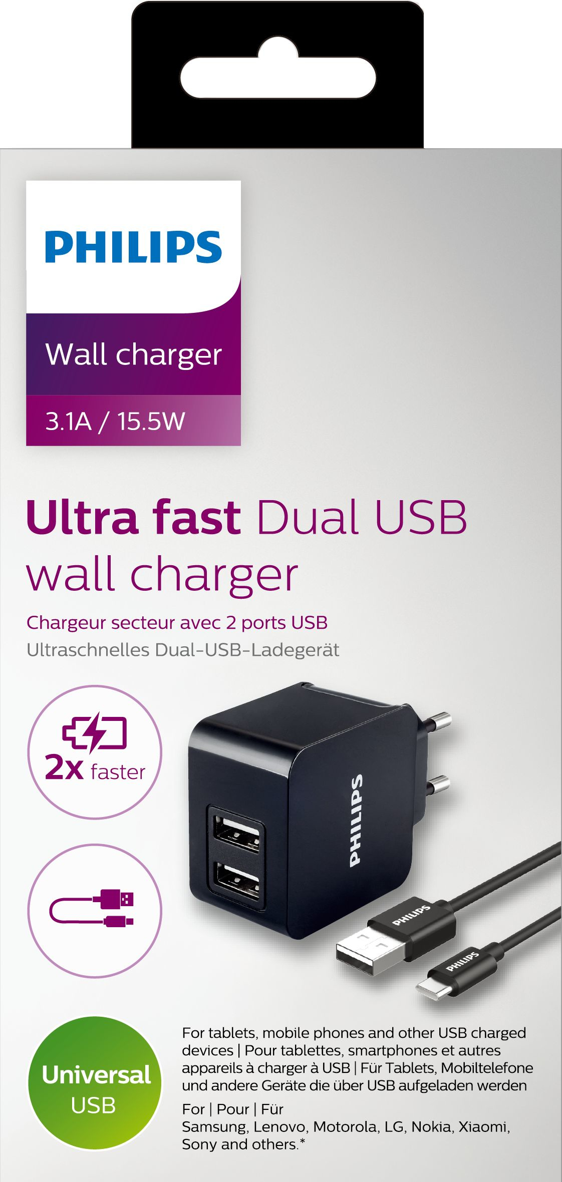 Philips DLP2307A/12 mobile device charger Universal Black AC Indoor – image 2