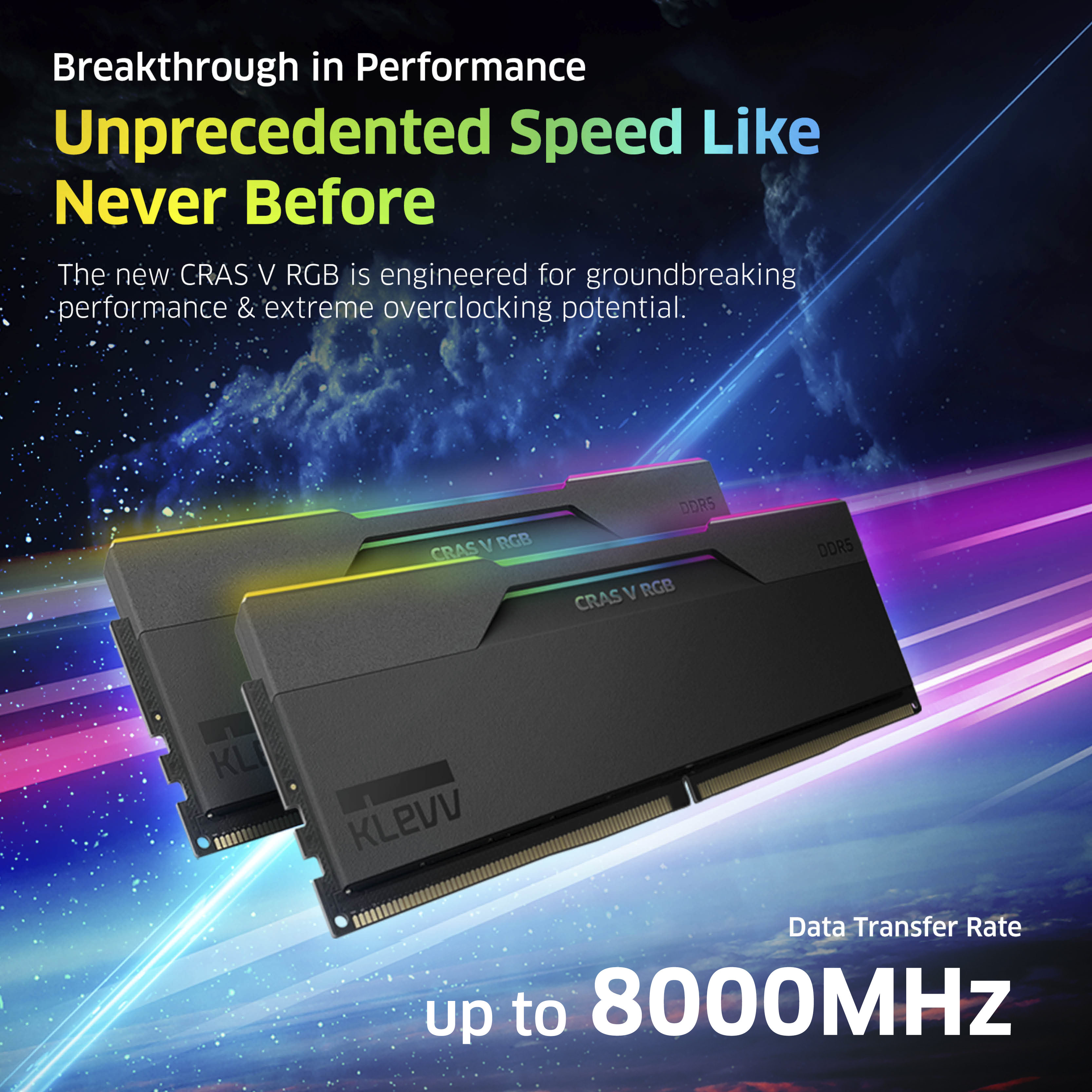 Klevv 48GB (2x24GB) 6000MHz CL30 DDR5 GAMING RAM MODULE 30-36-36-76 1.35V CRAS V RGB KIT image 2