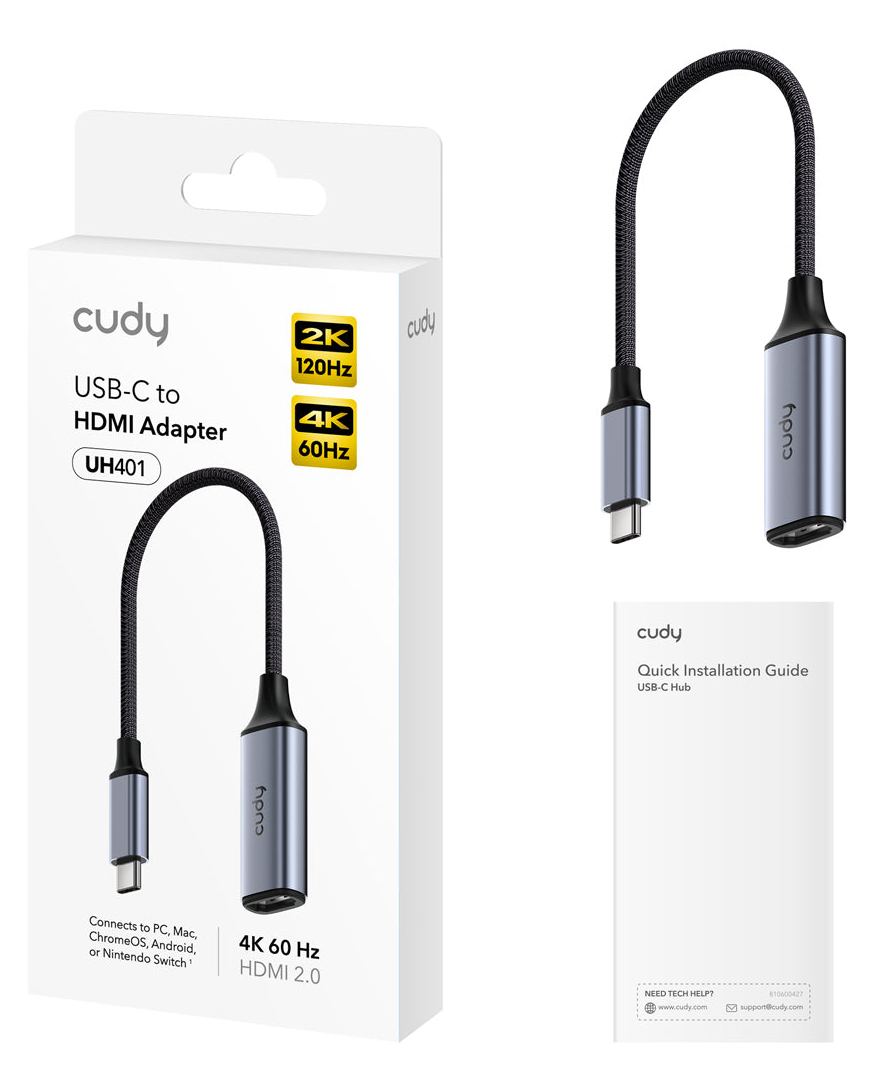 Cudy UH401 USB graphics adapter Grey, Silver – image 2