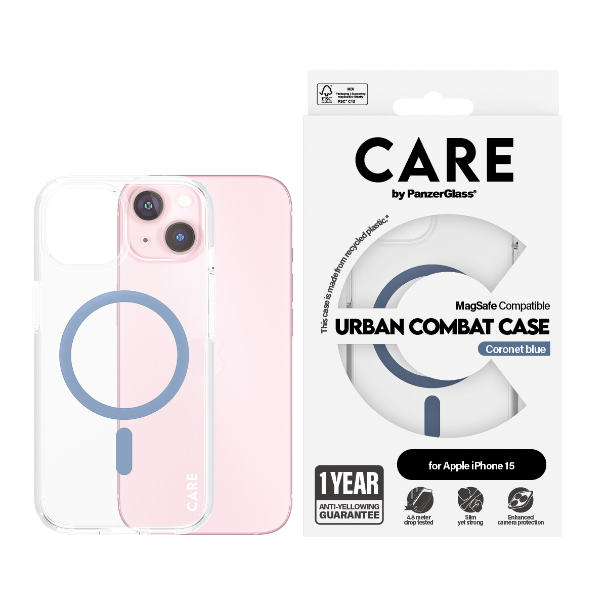 PanzerGlass CARE™ by PanzerGlass® Urban Combat Case Transparent w. Blue MagSafe iPhone 15 – image 2