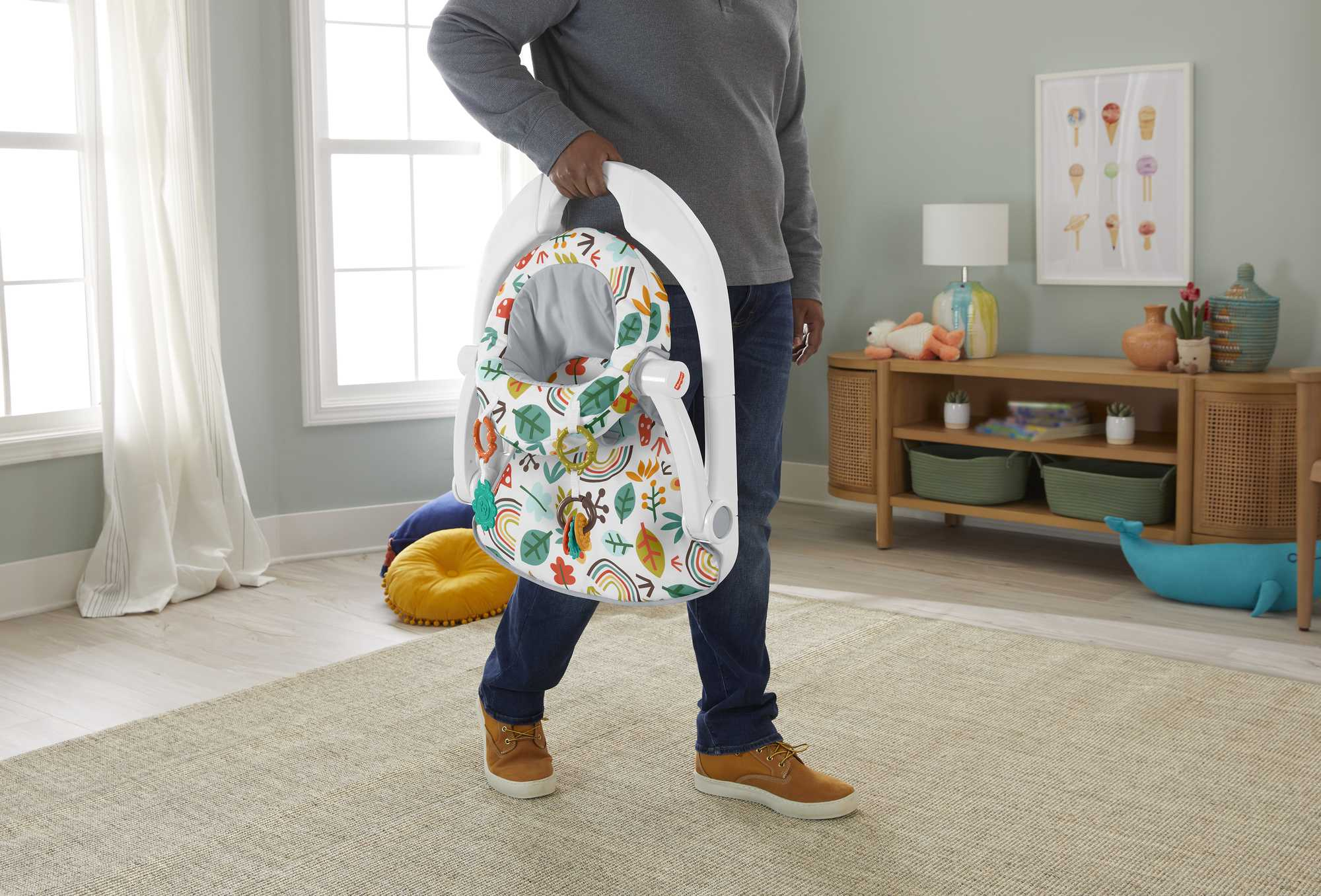 Resim Fisher-Price HNR19 Kumaş Mama Sandalyesi, Çok Renkli Desen