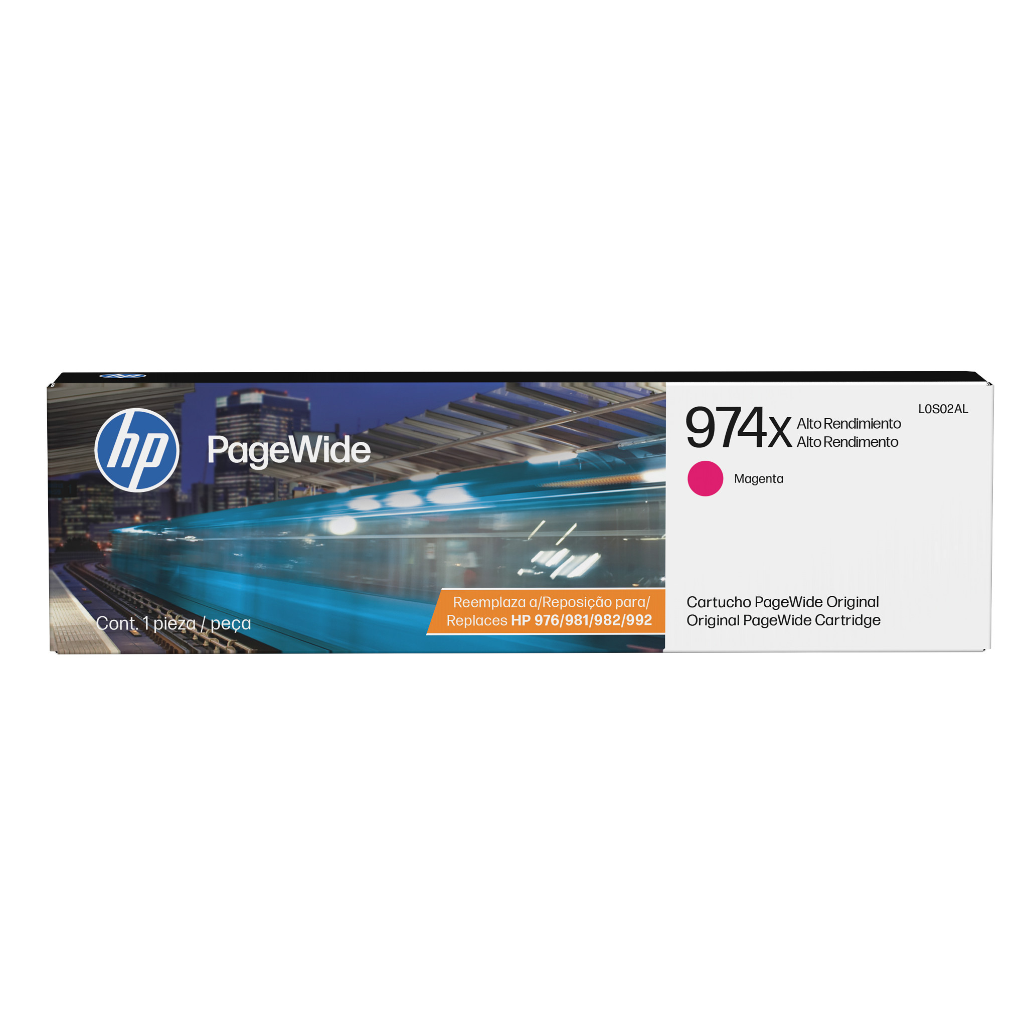 HP Cartucho original PageWide 974X de alta capacidad magenta
