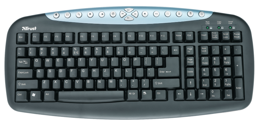 Trust KB-1150 keyboard PS/2 Turkish Black, Blue, White – image 2