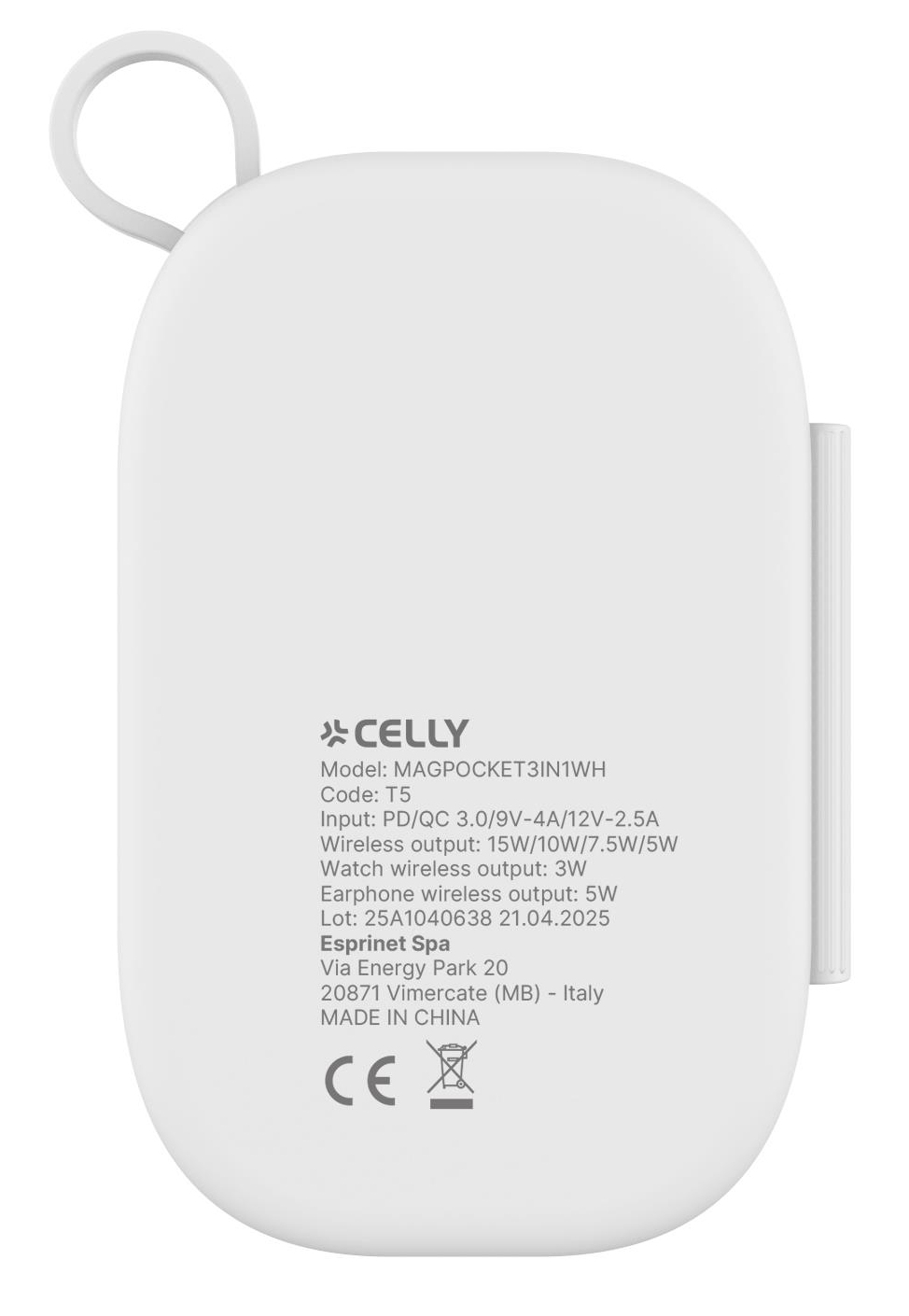 Celly MAGPOCKET3IN1WH mobile device charger Headphones, Smartphone, Smartwatch White USB Wireless charging Fast charging Indoor – image 2