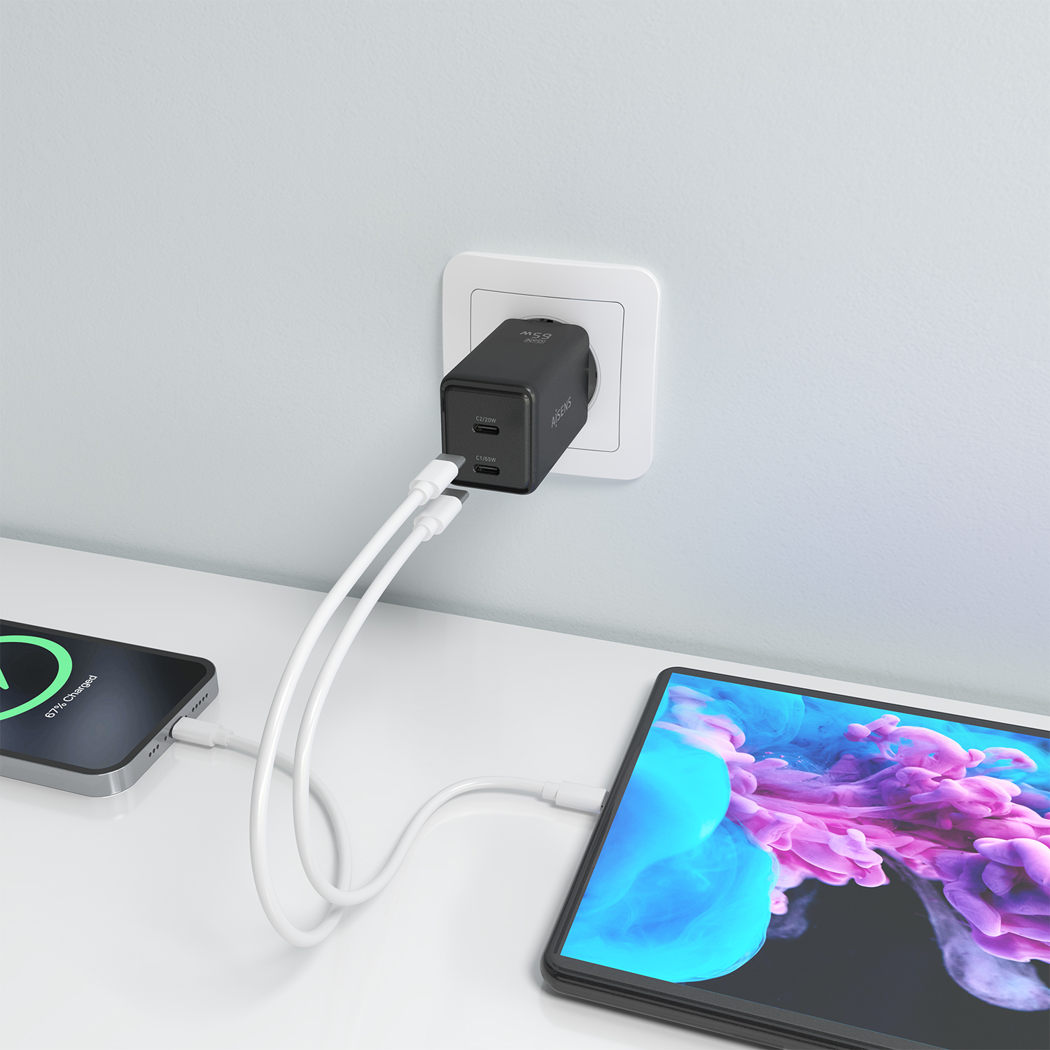 AISENS ASCH-65W2P079-BK mobile device charger Digital camera, Mobile phone, Laptop, Smartphone, Tablet, Universal Black AC Fast charging Indoor – image 6