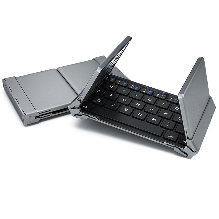 Hypertec FOLDINGKYB-UK-HO mobile device keyboard QWERTY UK English Bluetooth Black, Silver
