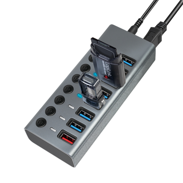 LogiLink UA0387 interface hub USB 3.2 Gen 1 (3.1 Gen 1) Type-B 5000 Mbit/s Grey – image 7