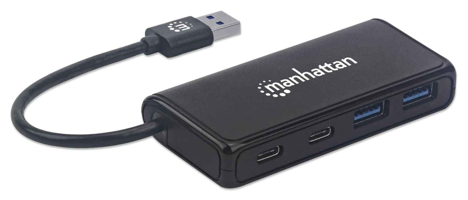 Manhattan USB-A 4-Port Hub/Dock, USB-A to 2x USB-C and 2x USB-A Ports, 5 Gbps (USB 3.2 Gen1 aka USB 3.0), Bus Power, Cable – image 5