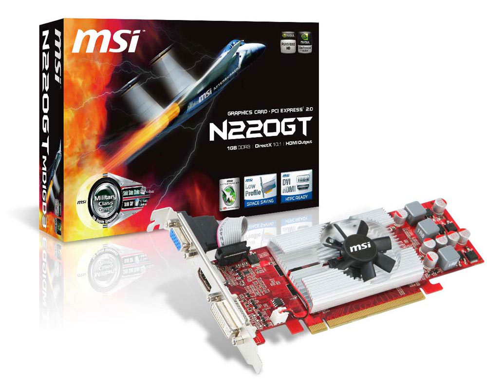 MSI N220GT-MD1GD3/LP graphics card NVIDIA GeForce GT 220