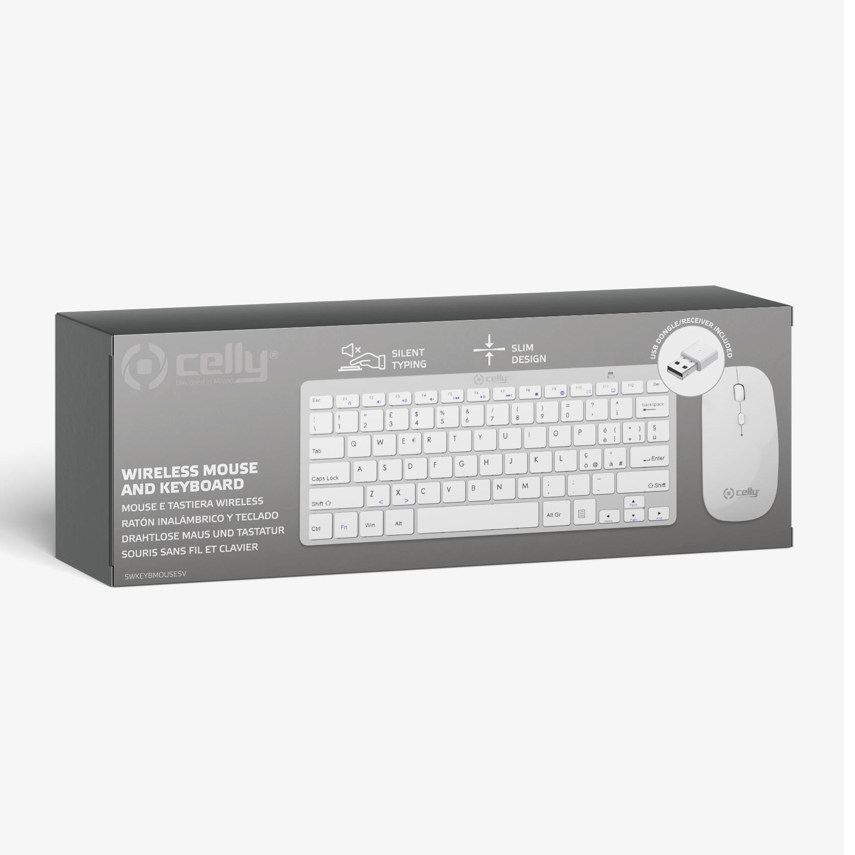 Celly SWKEYBMOUSE keyboard Mouse included Universal RF Wireless QWERTY English Silver – image 3
