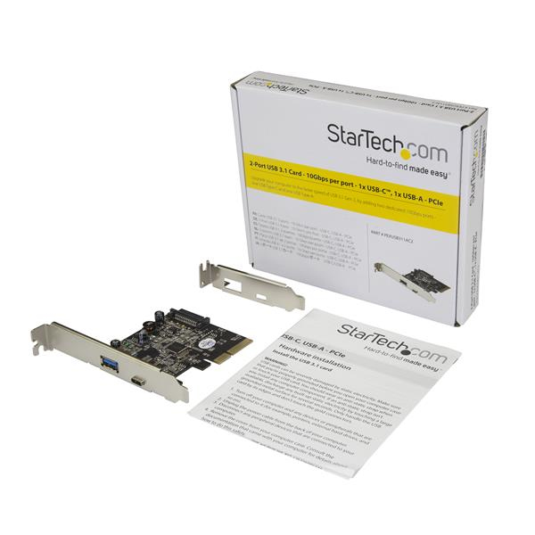 StarTech.com Discontinued and replaced by PEXUSB311AC3 - Dual Port USB 3.1 Card - 1x USB-C - 1x USB-A - 10Gbps per port - Expansion Card - USB 3.1 PCI-E Card - – image 3