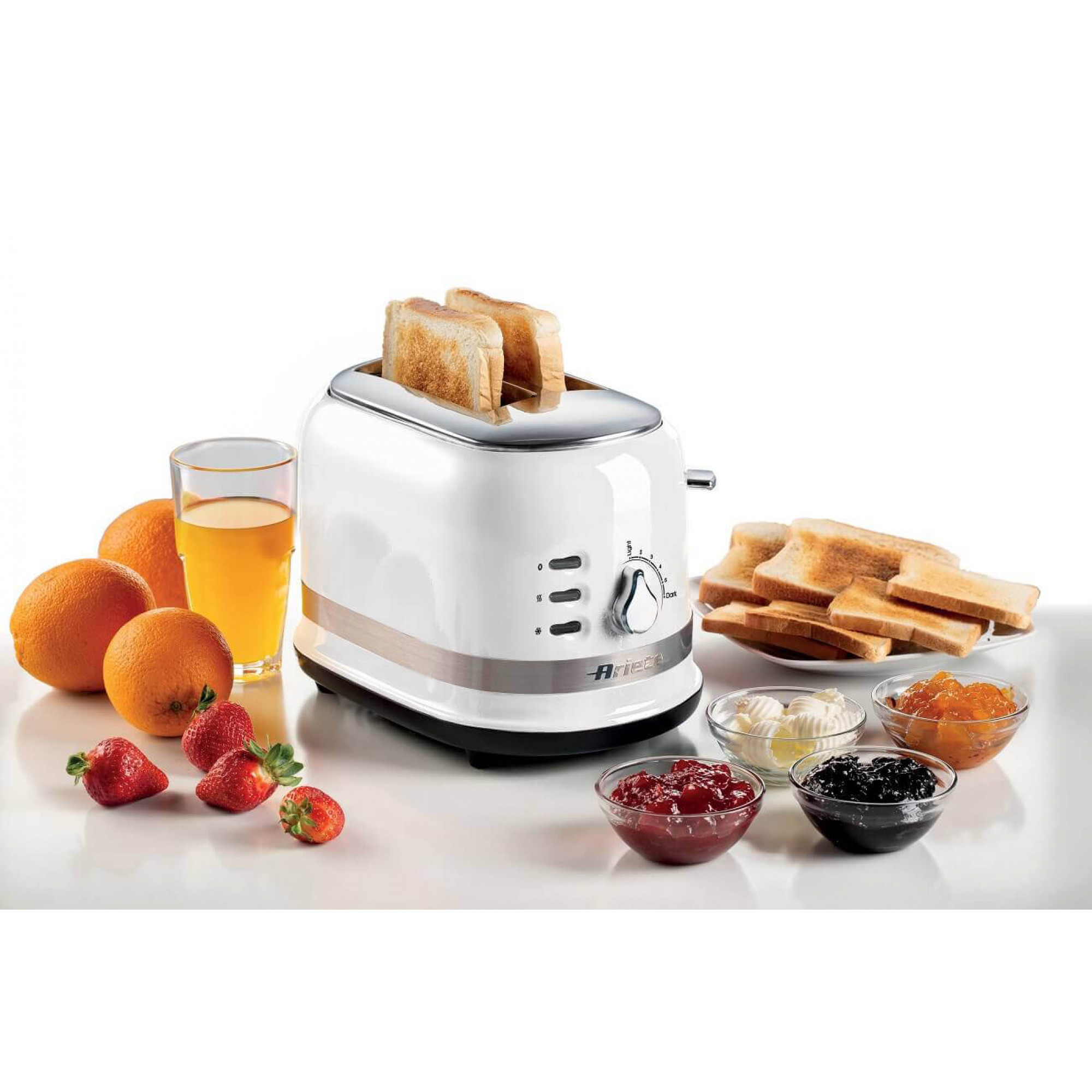 Ariete 149 Modern white toaster with tongs for 2 slices of bread, sandwich or toast - 6 browning levels - Defrosting - Modern line - White – image 4