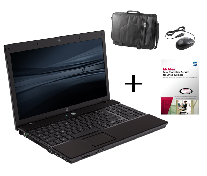 HP ProBook 4510s + McAfee TPS for SBS + Basic Messenger Carrying Case + USB Optical Travel Mouse – image 1