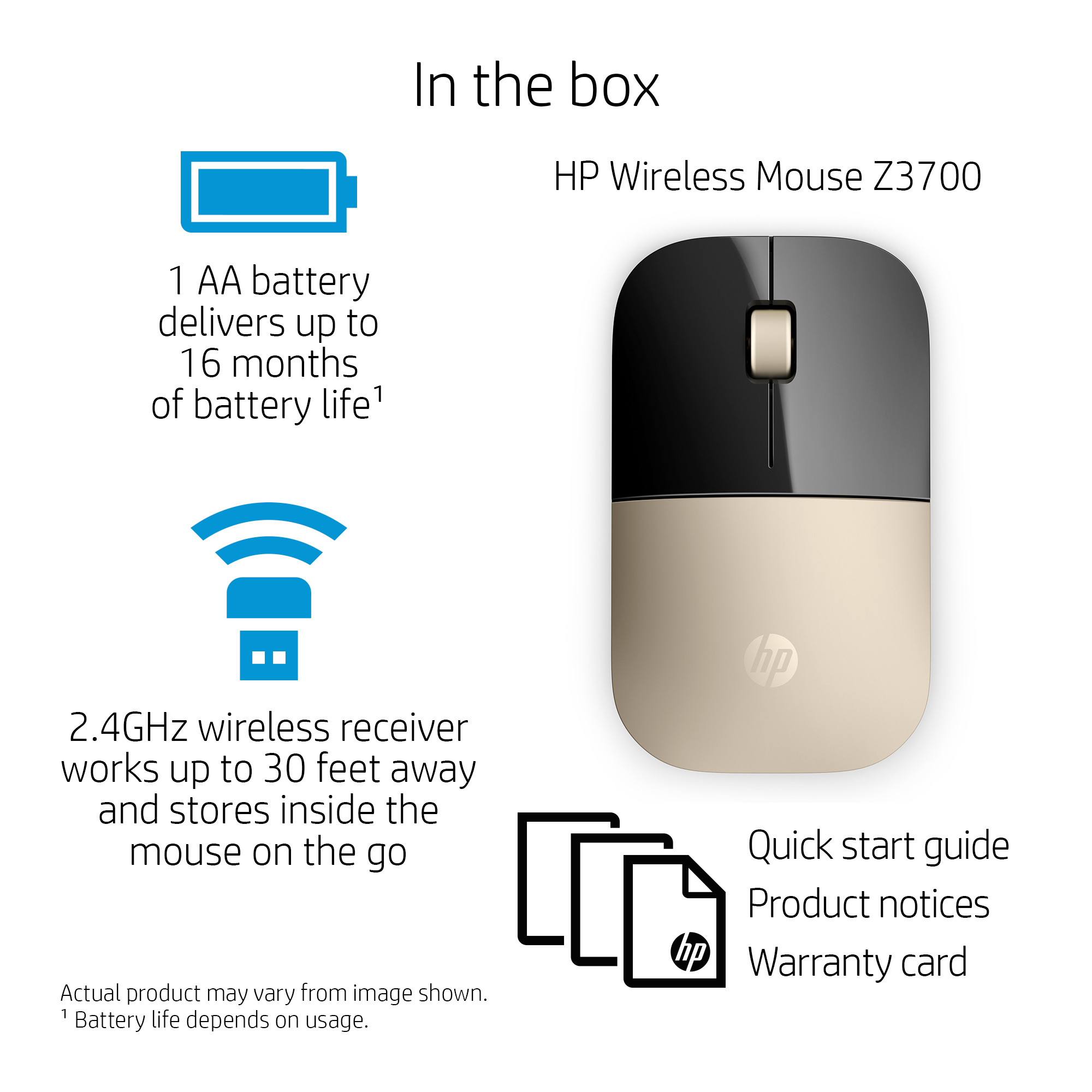 HP Z3700 Gold Wireless Mouse – image 3