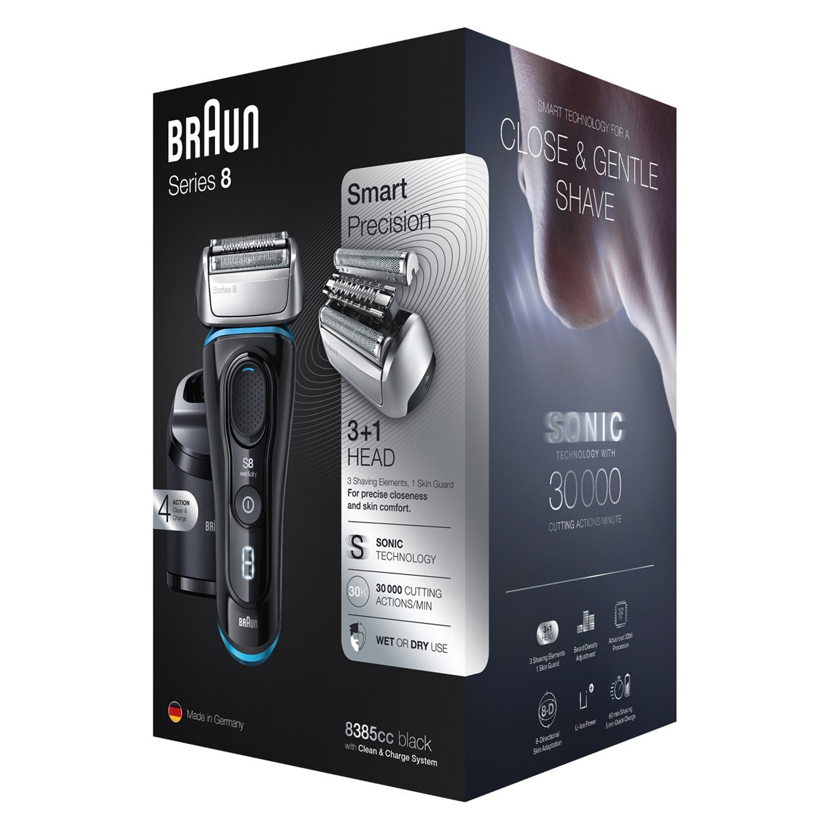Braun Series 8 8385CC men's shaver Foil shaver Trimmer Black, Blue – image 5